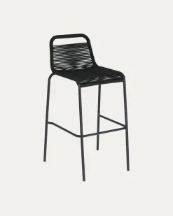 Kave Home Barkruk Lambton Zwart Touw Zwart Onderstel
