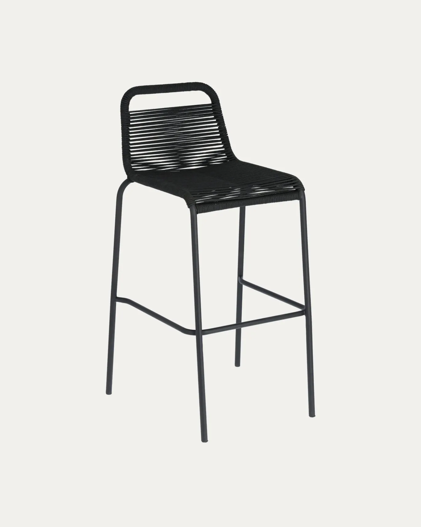 Kave Home Barkruk Lambton Zwart Touw Zwart Onderstel