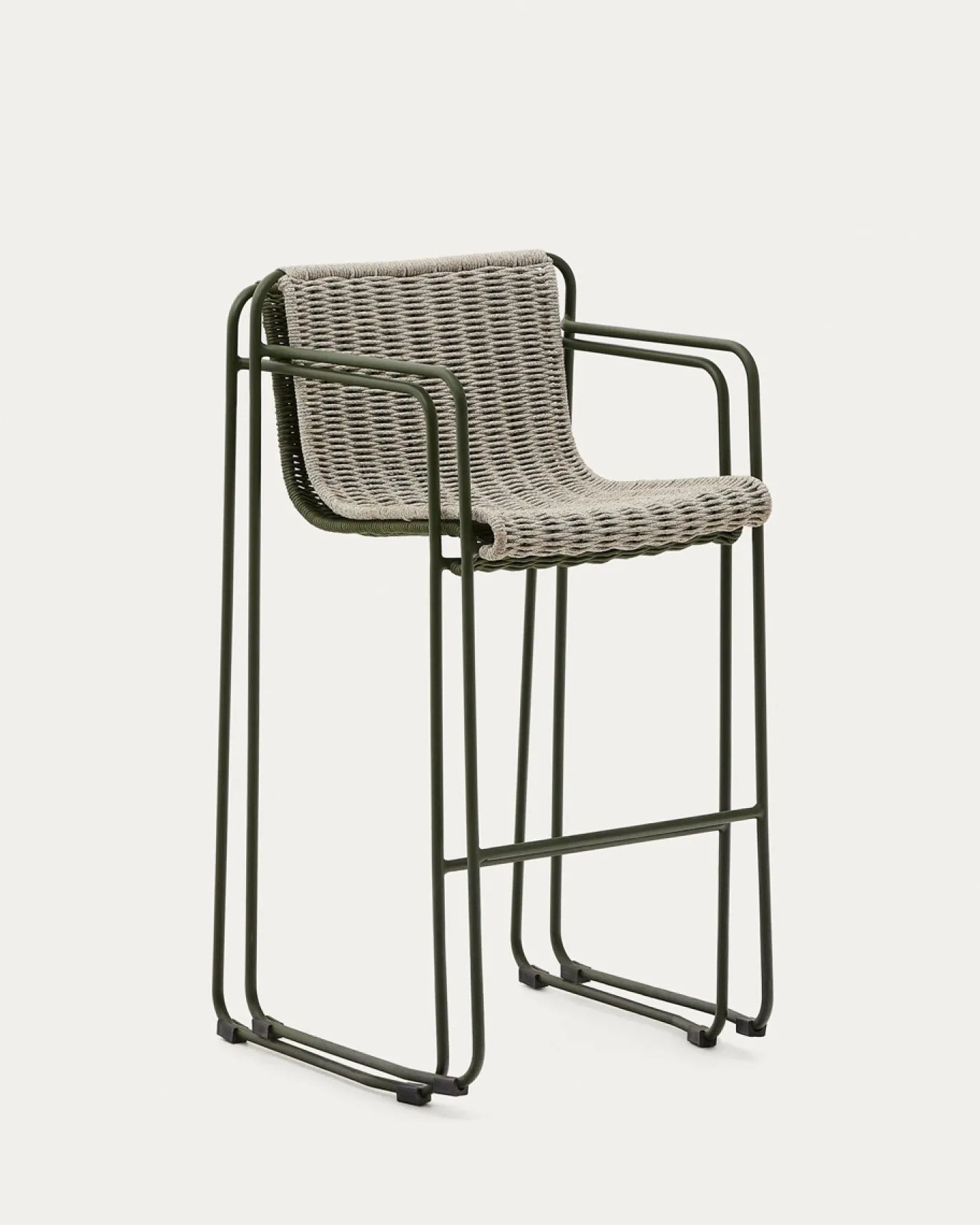Kave Home Barkruk Maurina Groen Ecru en Grijs Touw 74,5cm