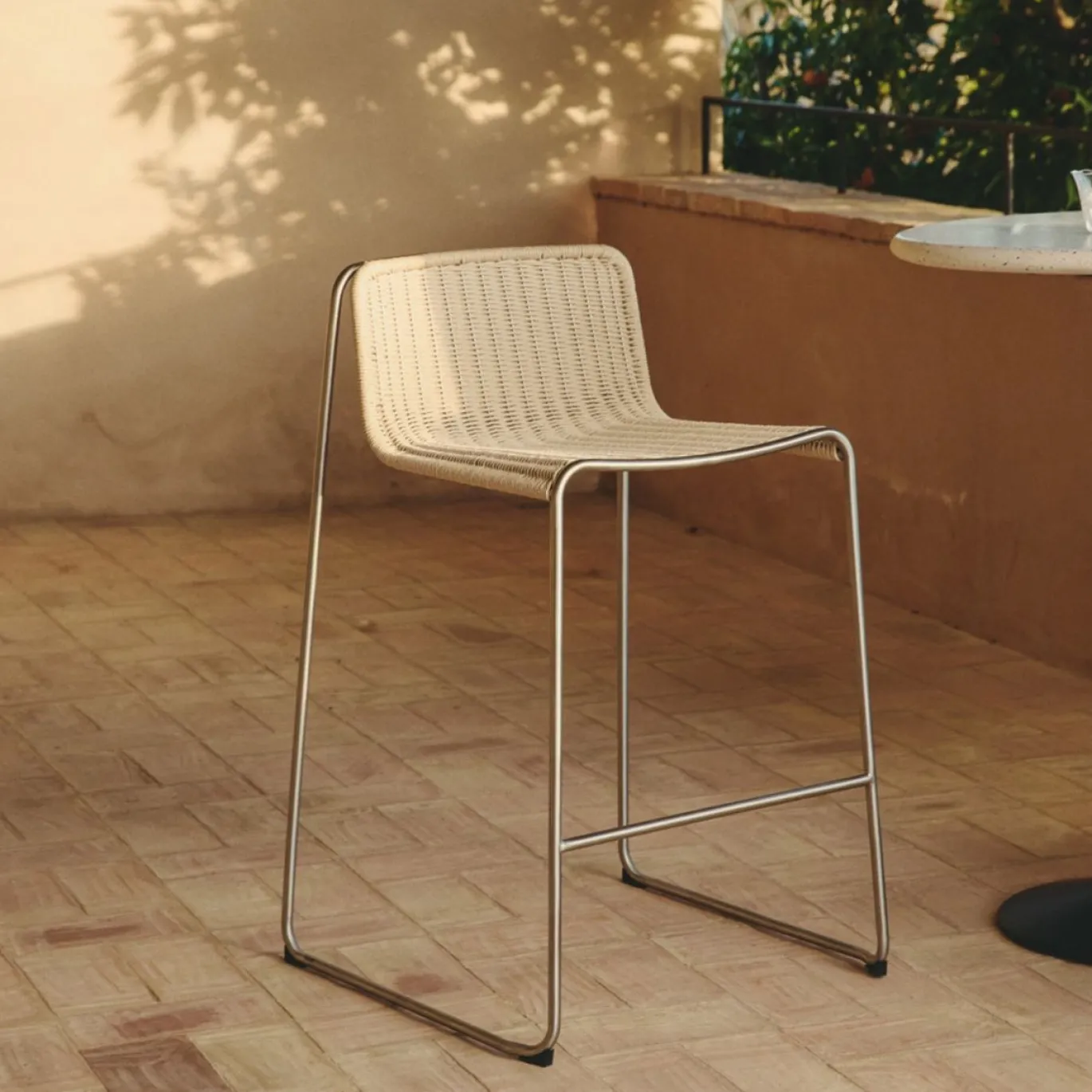 Kave Home Barkruk Tavari Touw RVS Beige