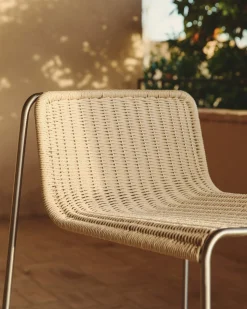 Kave Home Barkruk Tavari Touw RVS Beige