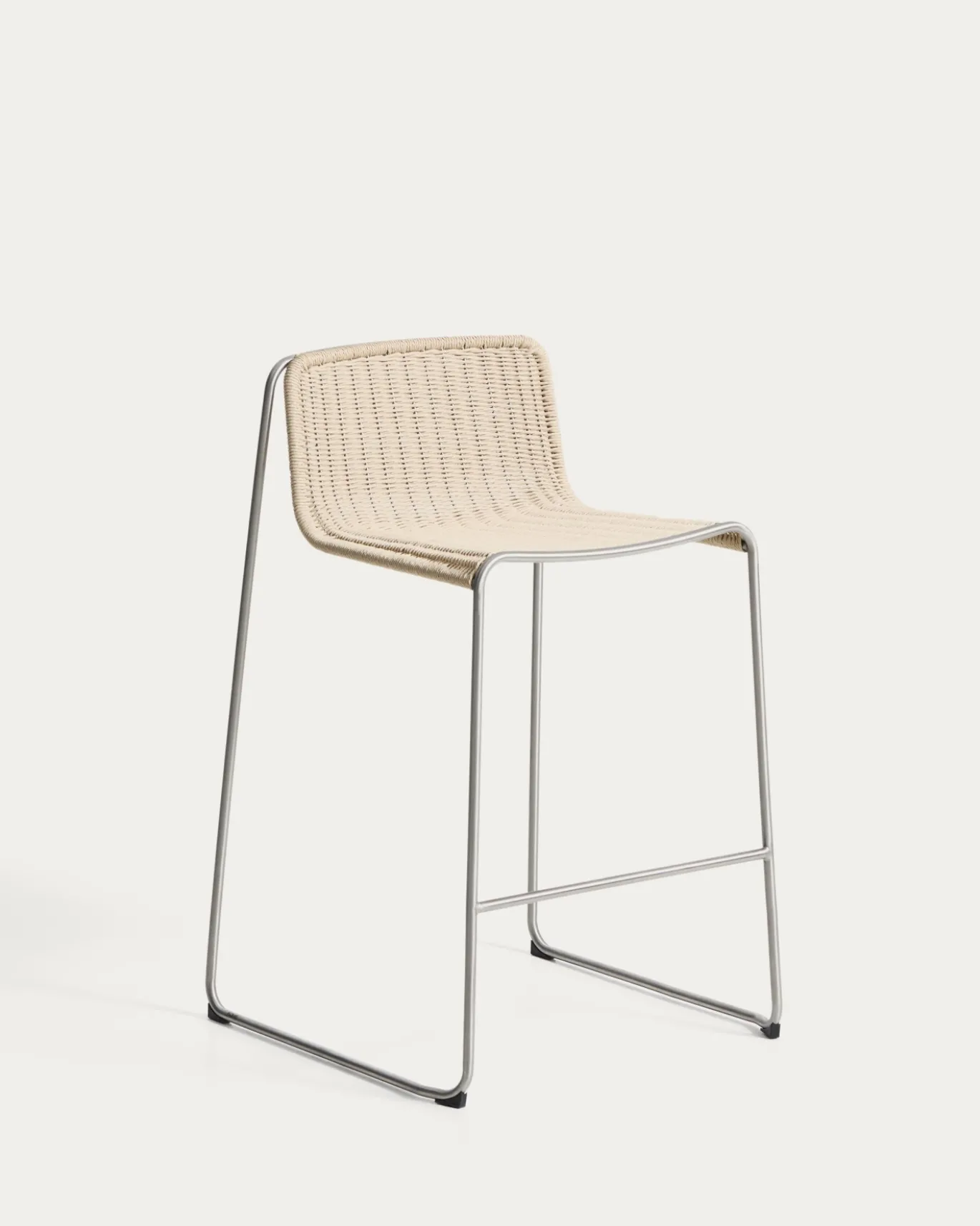 Kave Home Barkruk Tavari Touw RVS Beige