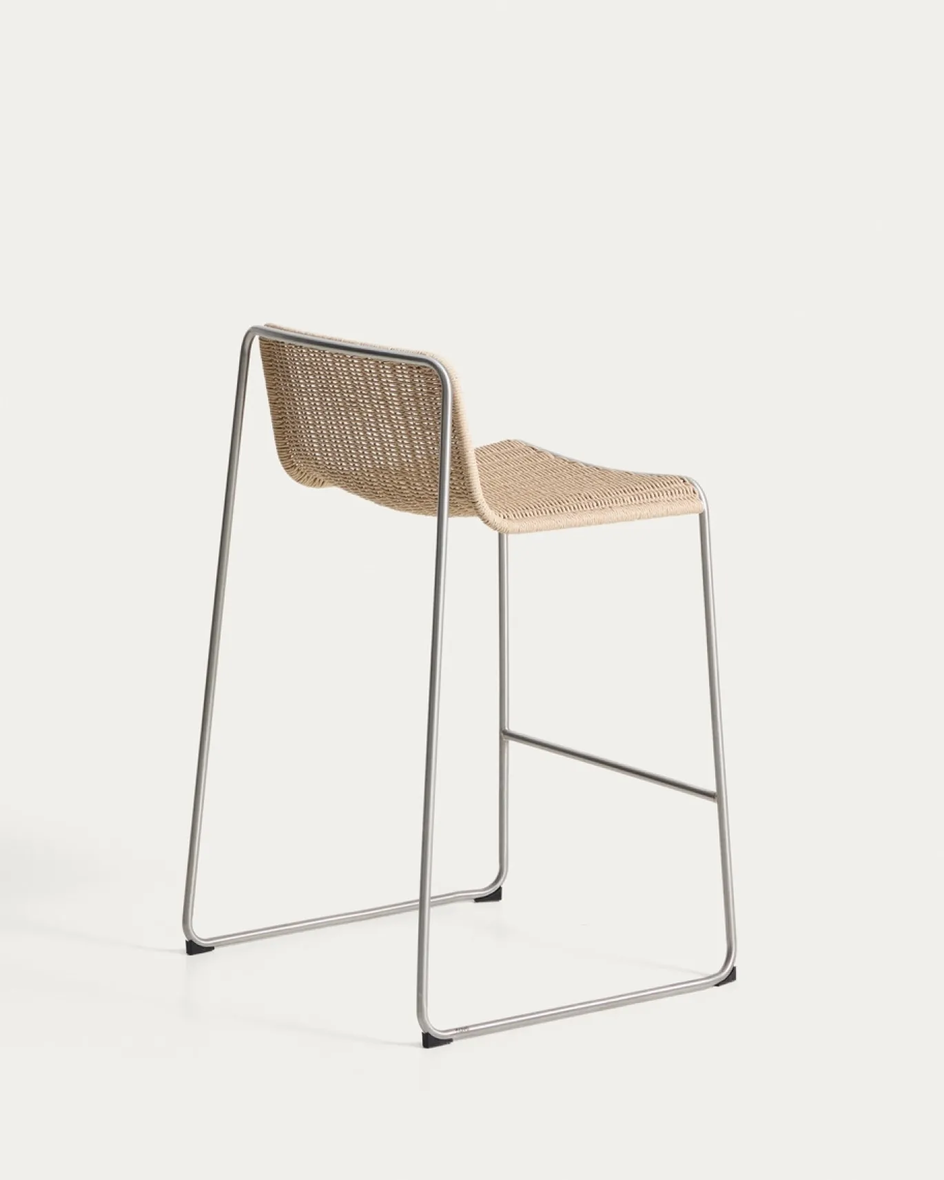 Kave Home Barkruk Tavari Touw RVS Beige