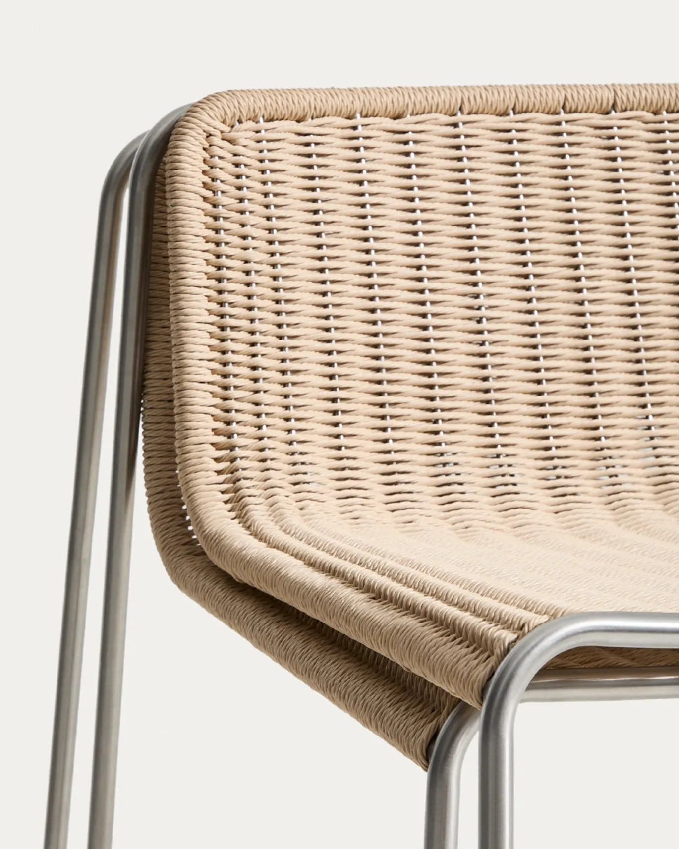 Kave Home Barkruk Tavari Touw RVS Beige