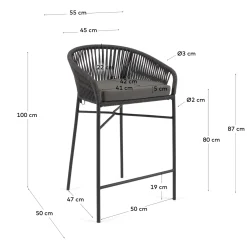 Kave Home Barkruk Yanet Zwart
