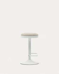 Kave Home Barkruk Zaib Chenille Beige Verstelbaar