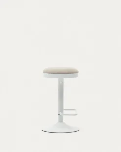 Kave Home Barkruk Zaib Chenille Beige Verstelbaar