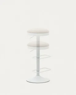 Kave Home Barkruk Zaib Chenille Beige Verstelbaar