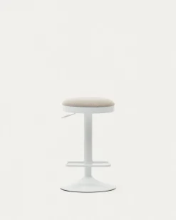 Kave Home Barkruk Zaib Chenille Beige Verstelbaar