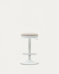 Kave Home Barkruk Zaib Chenille Beige Verstelbaar