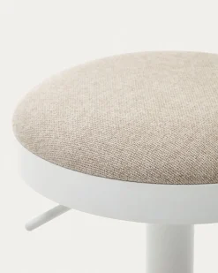 Kave Home Barkruk Zaib Chenille Beige Verstelbaar