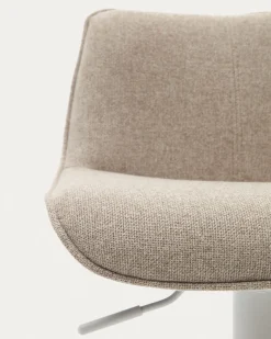 Kave Home Barkruk Zenda Beige Chenille Verstelbaar