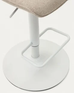 Kave Home Barkruk Zenda Beige Chenille Verstelbaar
