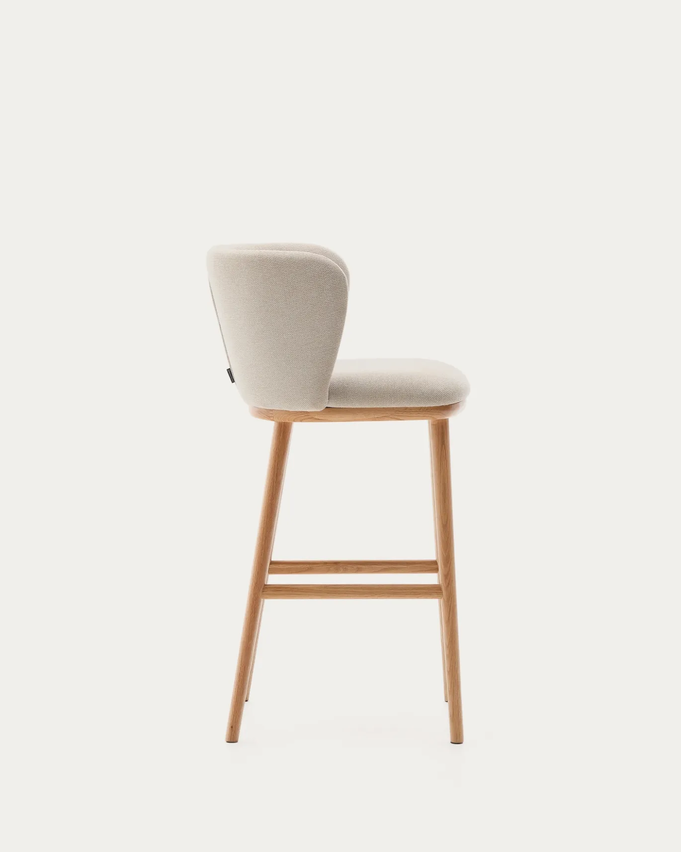 Kave Home Barstoel Ciselia Beige Chenille Essenhout Naturel 65cm