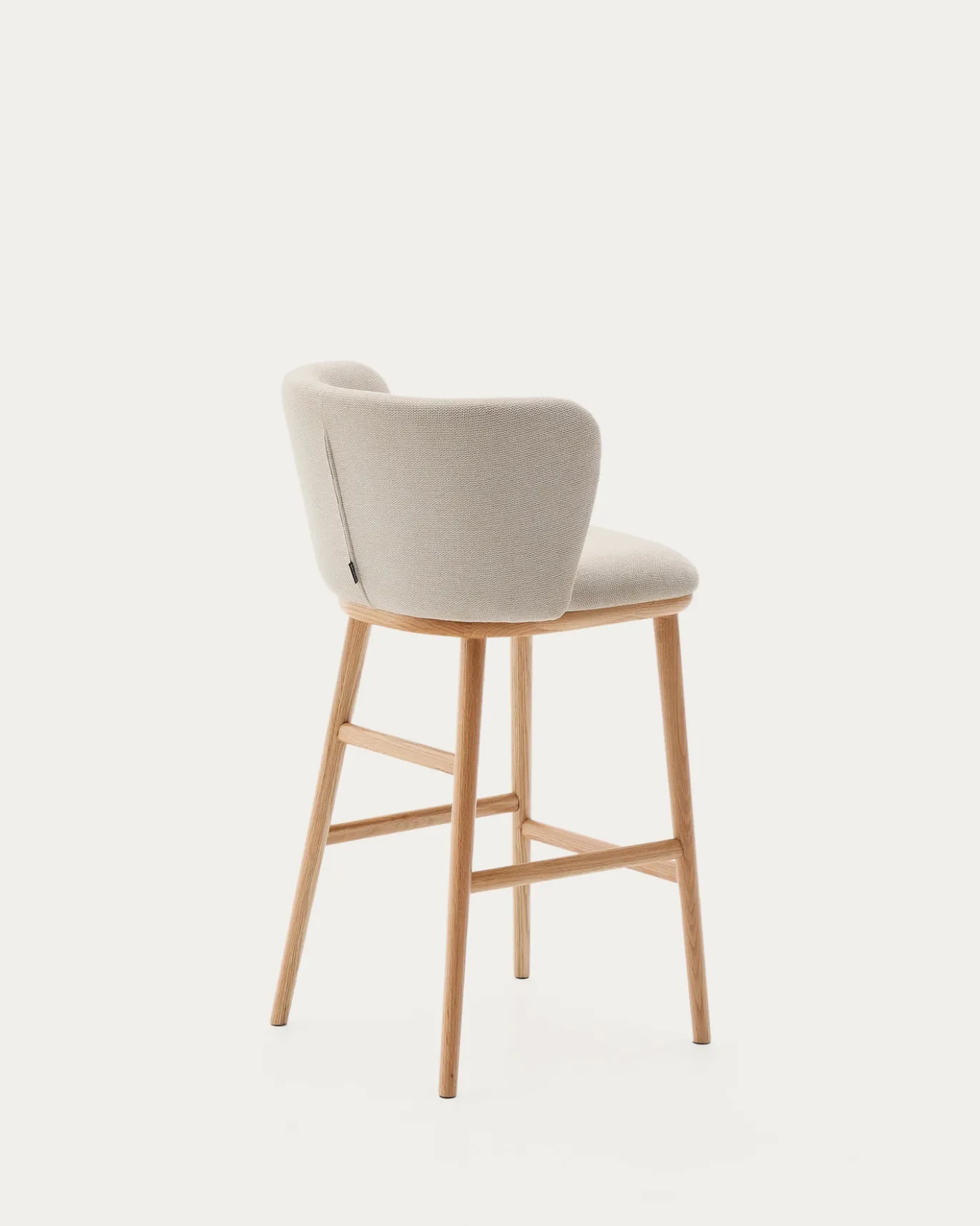 Kave Home Barstoel Ciselia Beige Chenille Essenhout Naturel 65cm