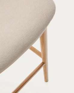 Kave Home Barstoel Ciselia Beige Chenille Essenhout Naturel 65cm