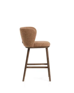 Kave Home Barstoel Ciselia Chenille Terracotta/Walnoot