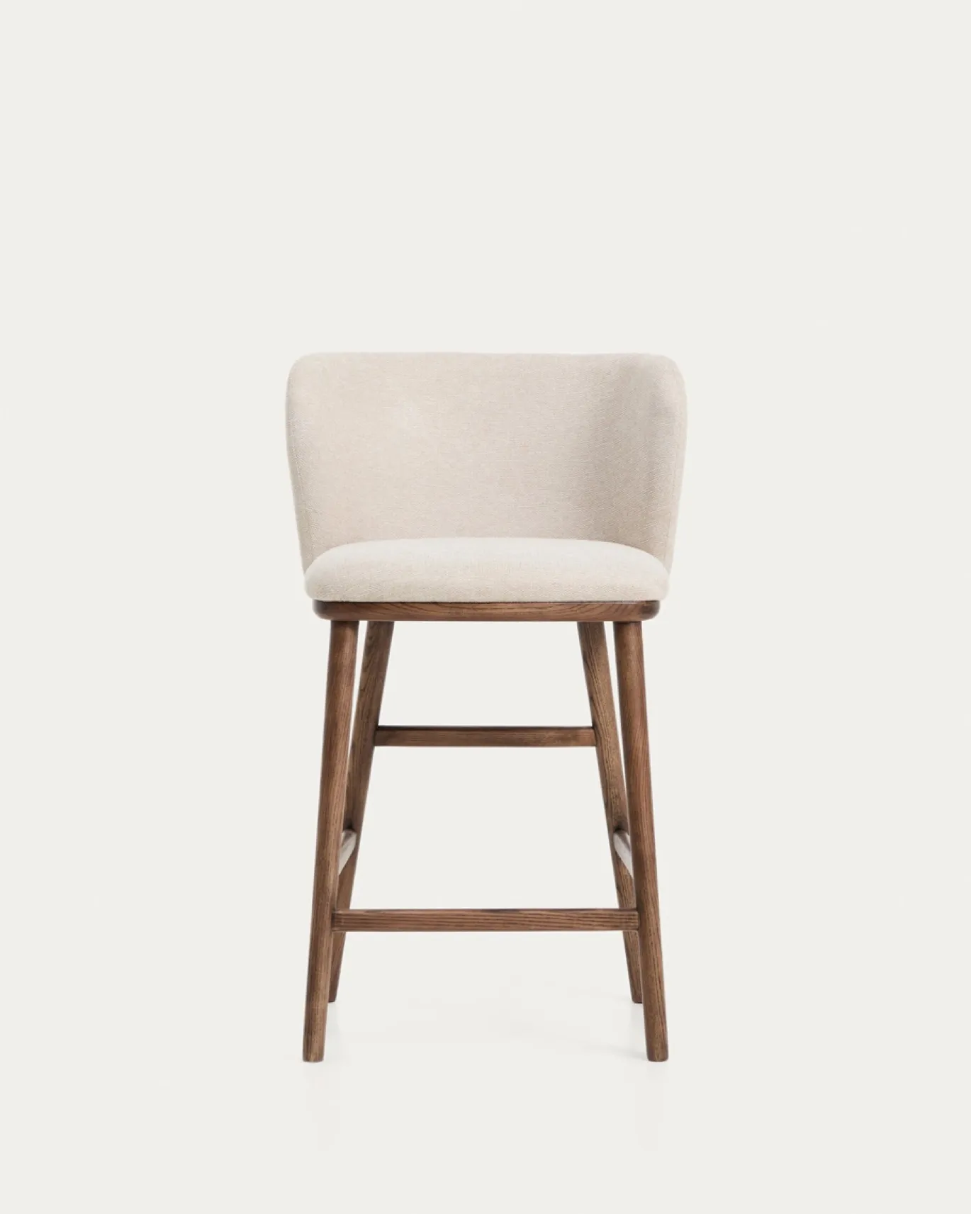 Kave Home Barstoel Ciselia Chenille Beige/Walnoot