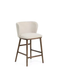 Kave Home Barstoel Ciselia Chenille Beige/Walnoot