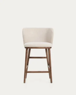 Kave Home Barstoel Ciselia Chenille Beige/Walnoot