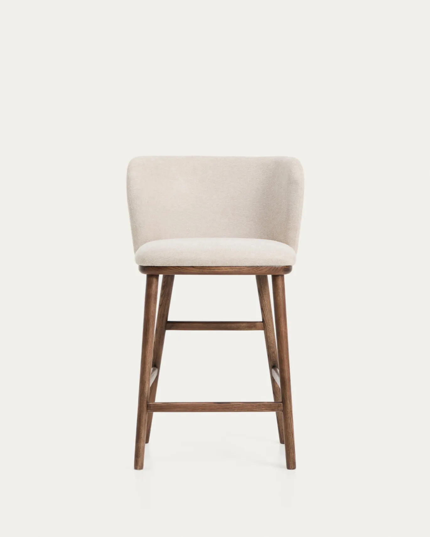 Kave Home Barstoel Ciselia Chenille Beige/Walnoot