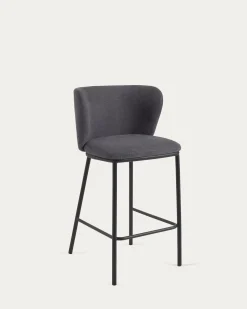 Kave Home Barstoel Ciselia Donkergrijs Chenille