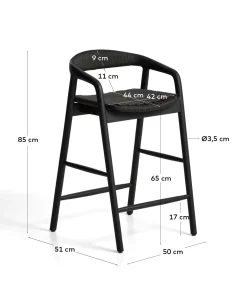 Kave Home Barstoel Derile Eiken Zwart