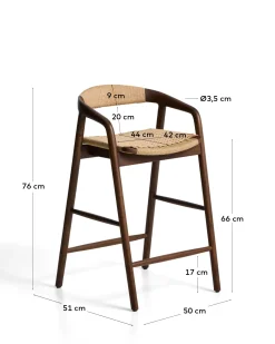 Kave Home Barstoel Derile Eiken Walnoot/Beige