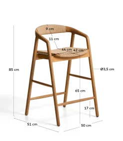 Kave Home Barstoel Derile Eiken Naturel/Beige