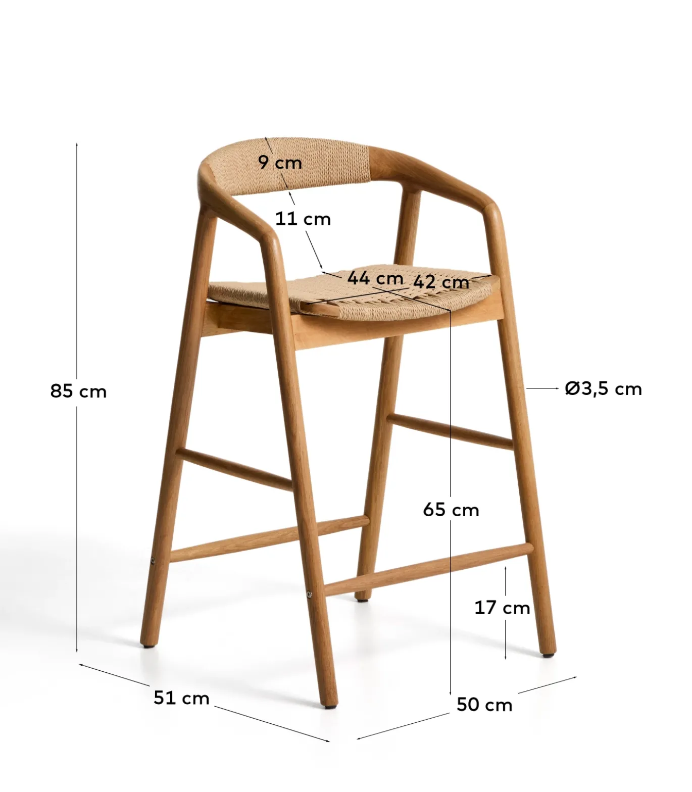 Kave Home Barstoel Derile Eiken Naturel/Beige
