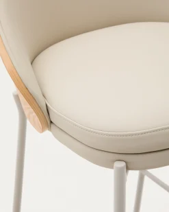 Kave Home Barstoel Eamy Beige Kunstleer Essenfineer Naturel