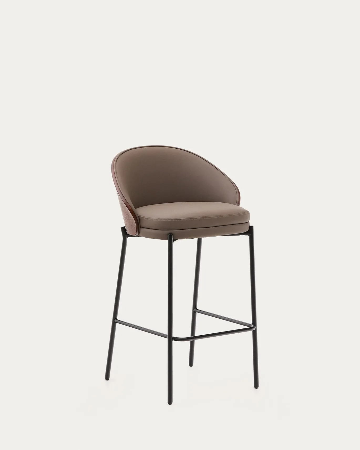 Kave Home Barstoel Eamy Bruin Kunstleer Essenfineer Walnoot