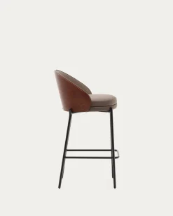 Kave Home Barstoel Eamy Bruin Kunstleer Essenfineer Walnoot