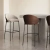 Kave Home Barstoel Eamy Lichtbruin Chenille Essenhoutfineer Bruin