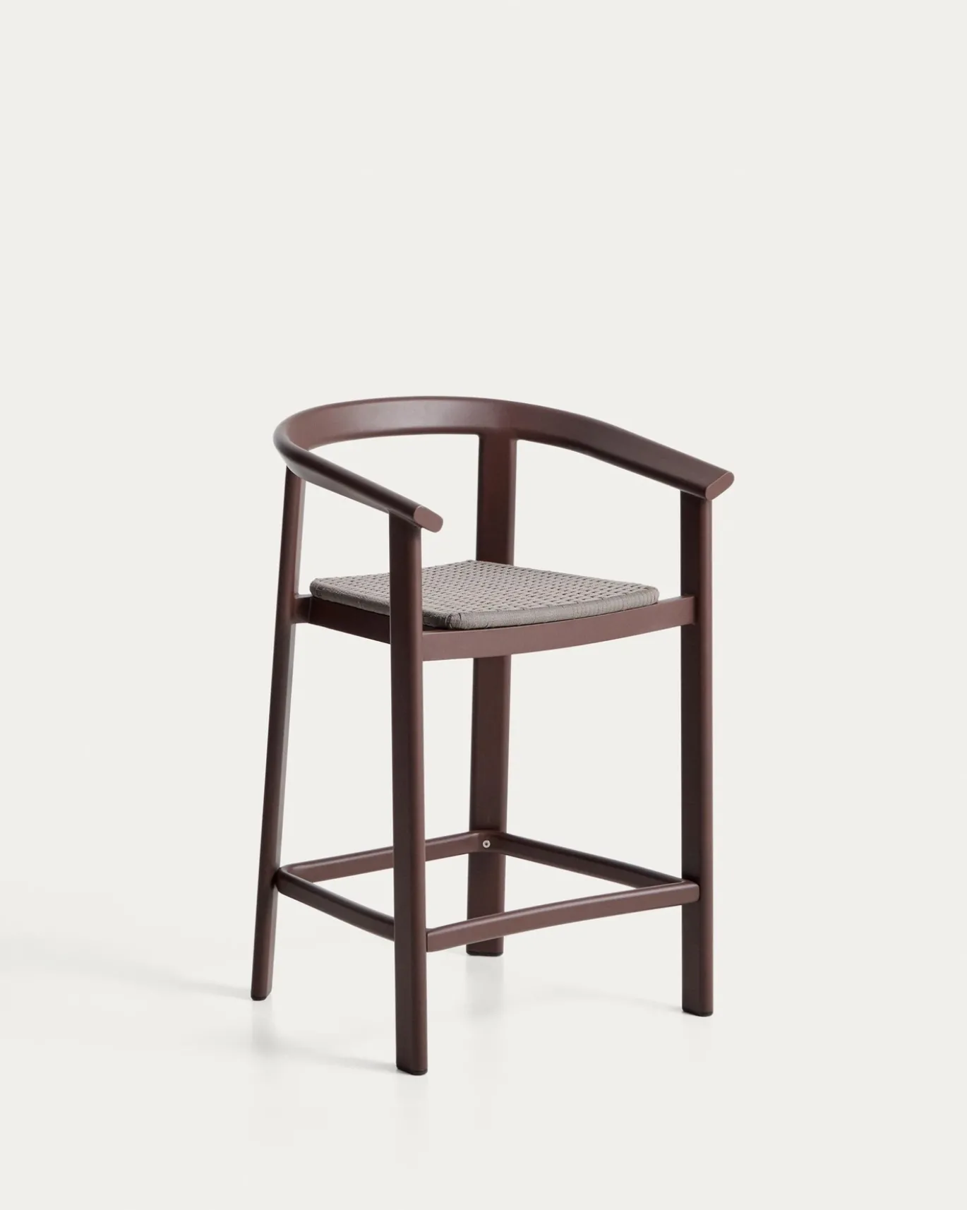 Kave Home Barstoel Erice Aluminium/Touw Donkerbruin