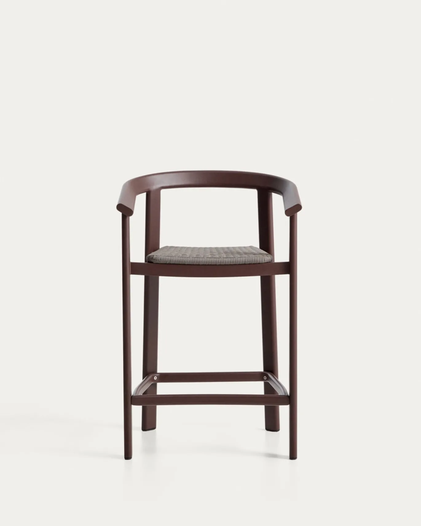 Kave Home Barstoel Erice Aluminium/Touw Donkerbruin