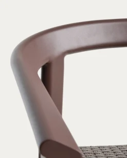 Kave Home Barstoel Erice Aluminium/Touw Donkerbruin