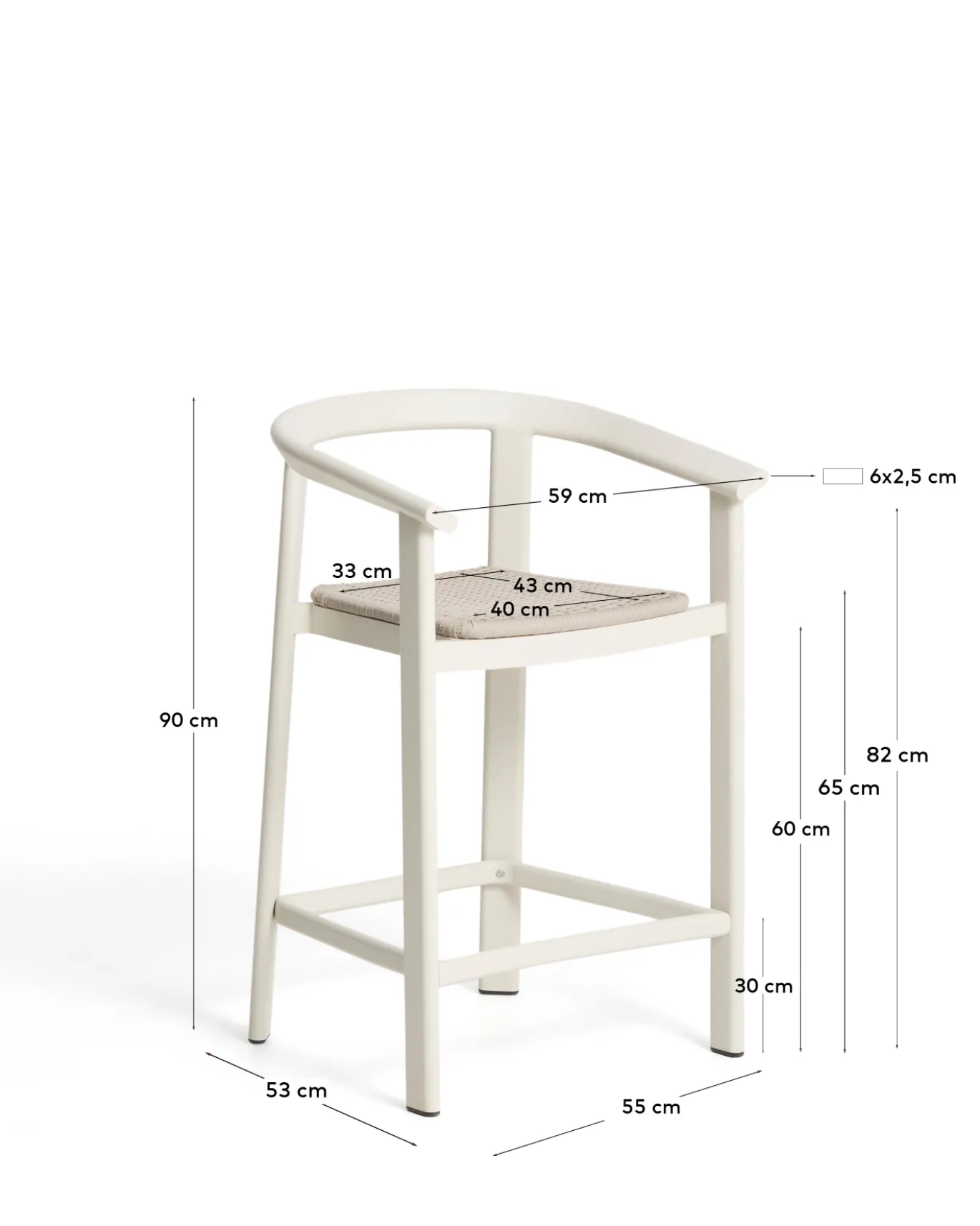 Kave Home Barstoel Erice Aluminium/Touw Beige