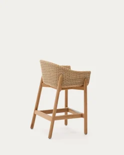 Kave Home Barstoel Galea Teakhout en Rotan 65cm
