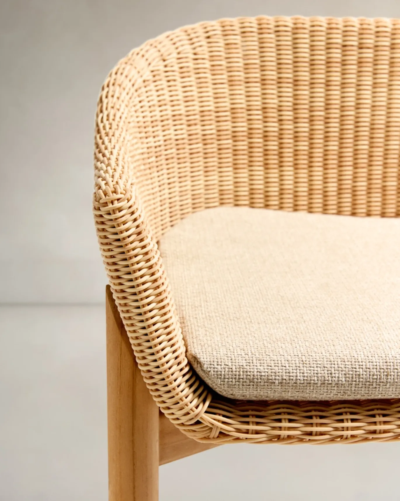 Kave Home Barstoel Galea Teakhout en Rotan 65cm