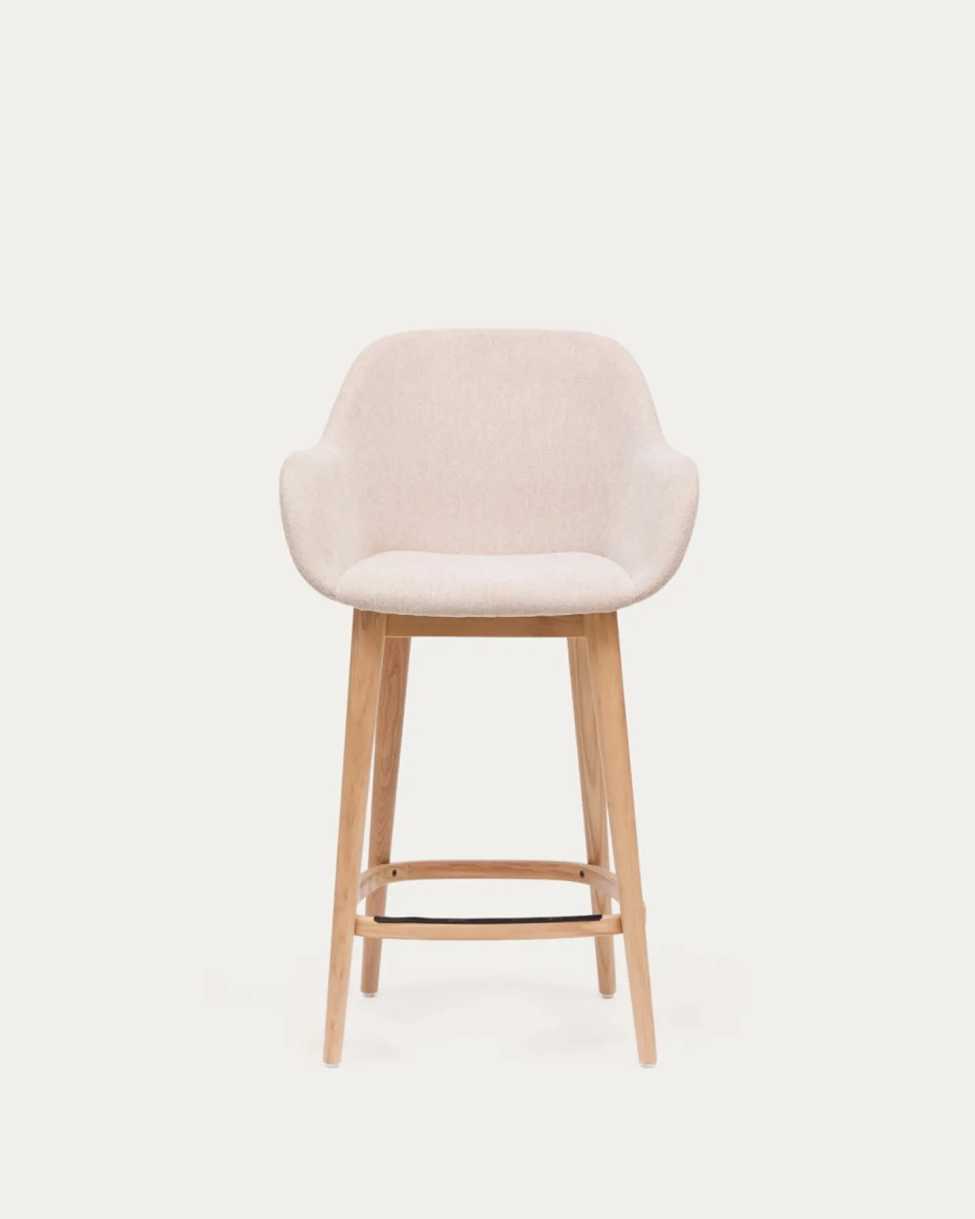 Kave Home Barstoel Konna Beige met Essenhouten Poten Licht 65cm