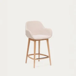 Kave Home Barstoel Konna Beige met Essenhouten Poten Licht 65cm