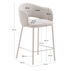 Kave Home Barstoel Maina Beige Grove Chenille 65cm