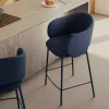 Kave Home Barstoel Maina Blauw Chenille 65cm