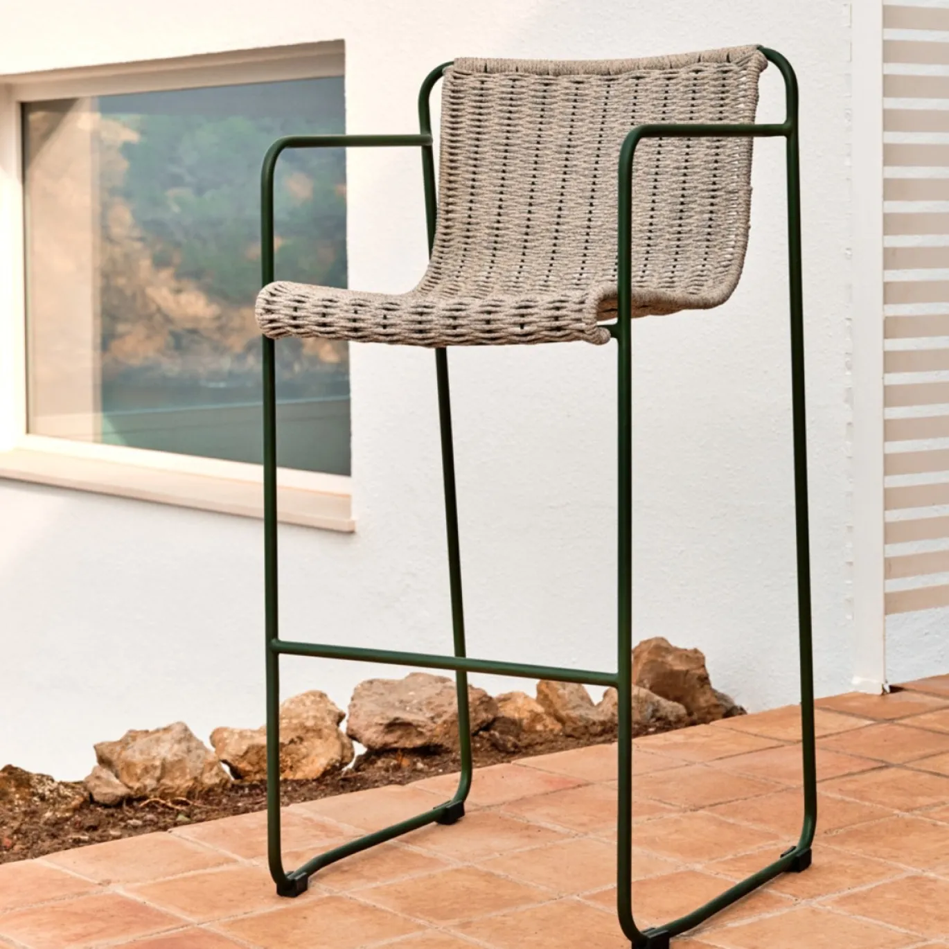 Kave Home Barstoel Maurina Outdoor Grijs/Groen