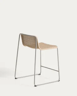 Kave Home Barstoel Tavari Touw RVS Beige