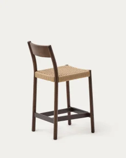 Kave Home Barstoel Yalia Eikenhout Walnoot Met Rugleuning 65cm