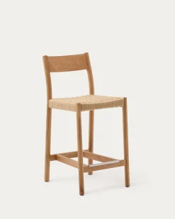 Kave Home Barstoel Yalia Eikenhout Naturel Met Rugleuning 65cm