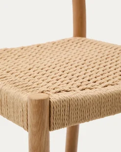 Kave Home Barstoel Yalia Eikenhout Naturel Met Rugleuning 65cm