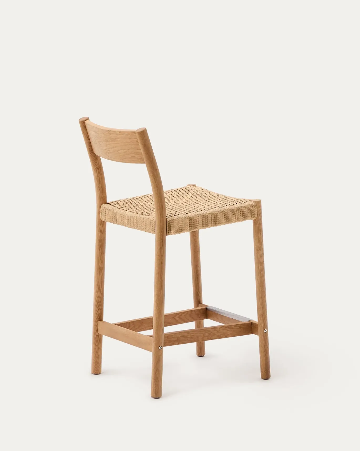 Kave Home Barstoel Yalia Eikenhout Naturel Met Rugleuning 65cm